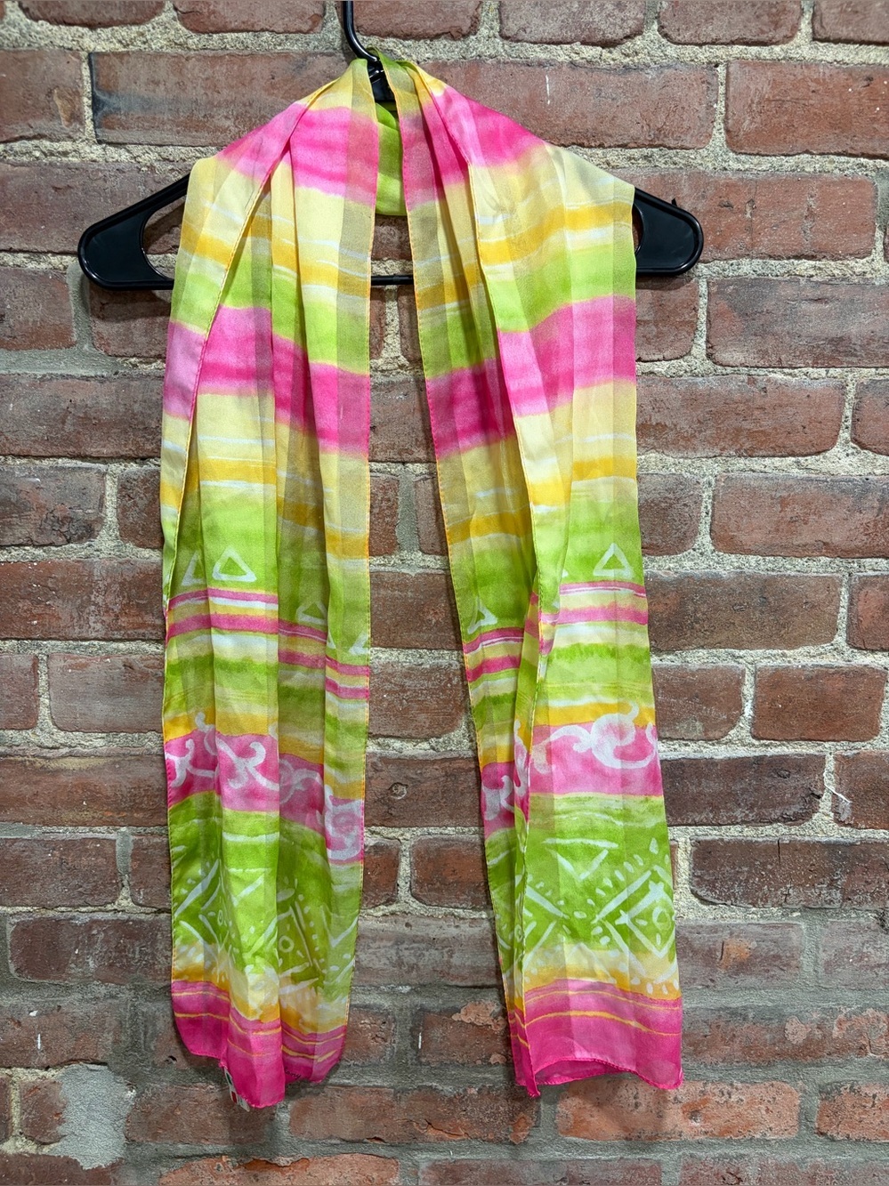 Vintage Symphony Pink Green Yellow Lightweight Patterned Women’s Scarf